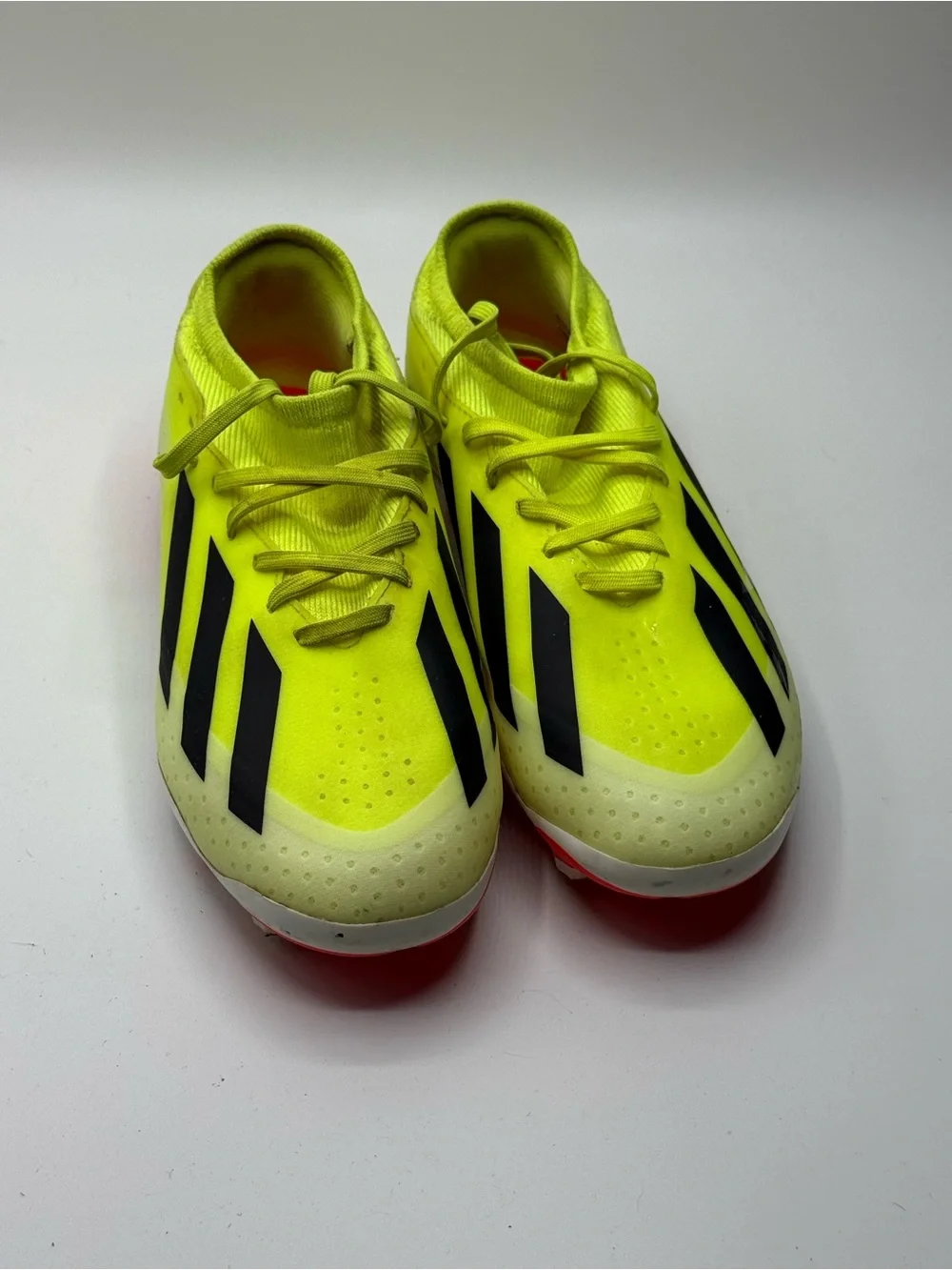 adidas Kids Neon Yellow Soccer Sneakers with Black Stripes